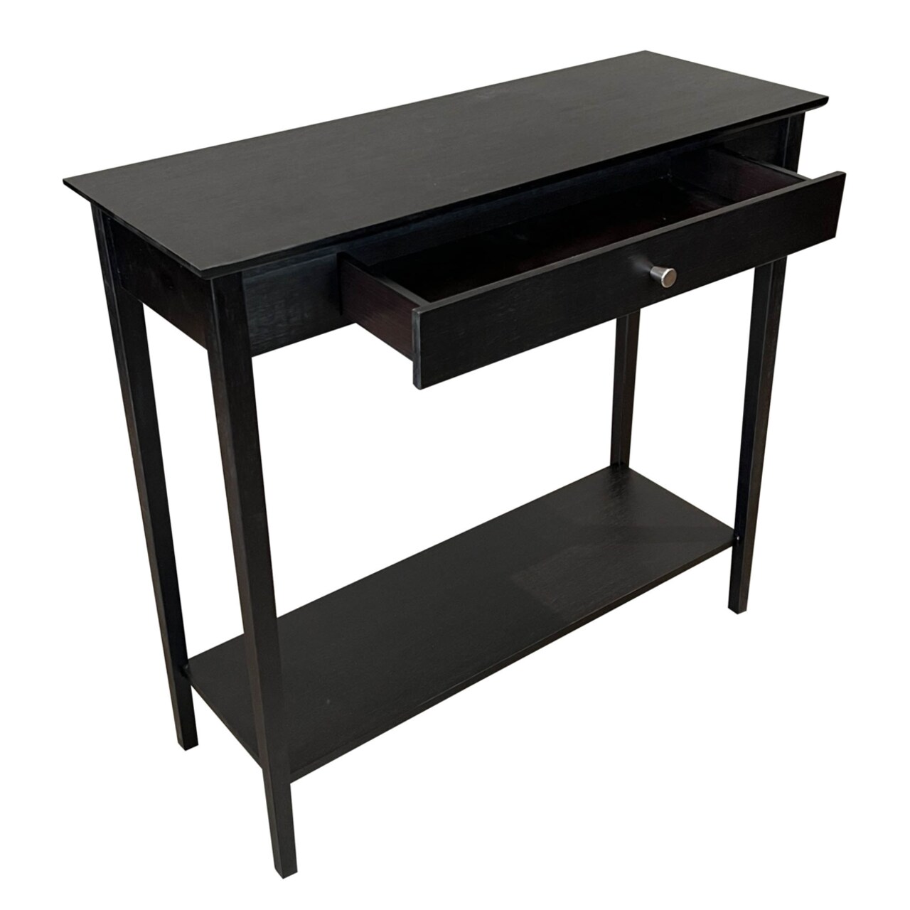 Eccostyle 2-Tier Solid Bamboo Console Table with Drawer - Charcoal